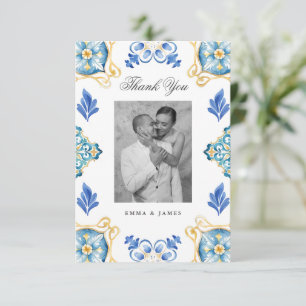Formal Elegant Italian Tiles Wedding Thank You