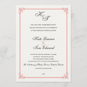 Formal Elegant Monogram   Wedding Invitation