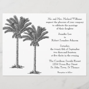 Formal Elegant Palm Tree Tropical Island Wedding Invitation