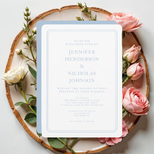 Formal Elegant Powder Blue Wedding Invitation