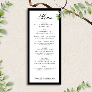 Formal Elegant Script Black and White Wedding Menu