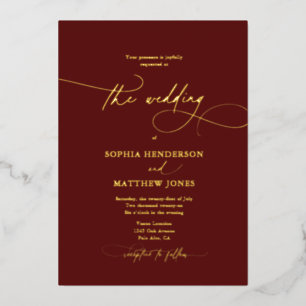Formal Elegant Script Burgundy Wedding