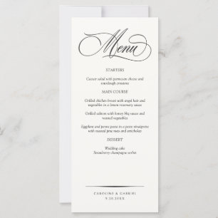 Formal Elegant Script Wedding Menu
