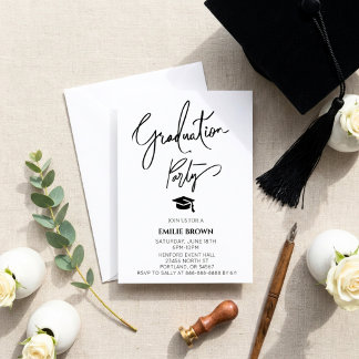 Formal elegant stylish typography graduation invitation