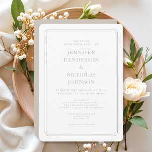 Formal Elegant Taupe Wedding Invitation