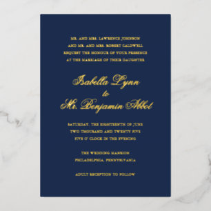 Formal Elegant Traditional Gold Navy Blue Wedding