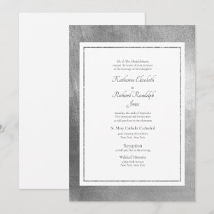 Formal & Elegant Wedding White & Silver Invitation