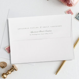 Formal Elegant White Text and Grey Green W Envelope