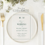 Formal Emerald Green Monogram Calligraphy Wedding Acrylic Invitations<br><div class="desc">This elegant wedding invitation, designed in an emerald green hue, perfectly captures a sense of grace and understated luxury. Featuring a modern calligraphy-style script alongside crisp, clean typography, it conveys the timelessness of the bride and groom's special day. The monogram in a simple yet sophisticated design adds a personalized touch,...</div>