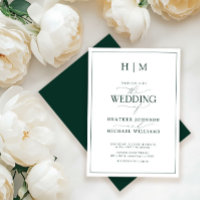 Formal Emerald Green Monogram Calligraphy Wedding