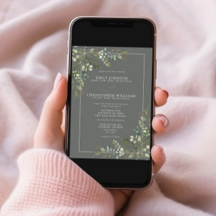 Formal Eucalyptus Botanical Sage Green Wedding Invitation