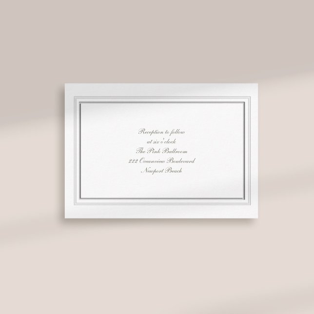 Formal Faux Embossed Frame Ivory Reception Wedding Enclosure Card (formal traditional elegant calligraphy wedding reception card faux embossed frame ivory classic)