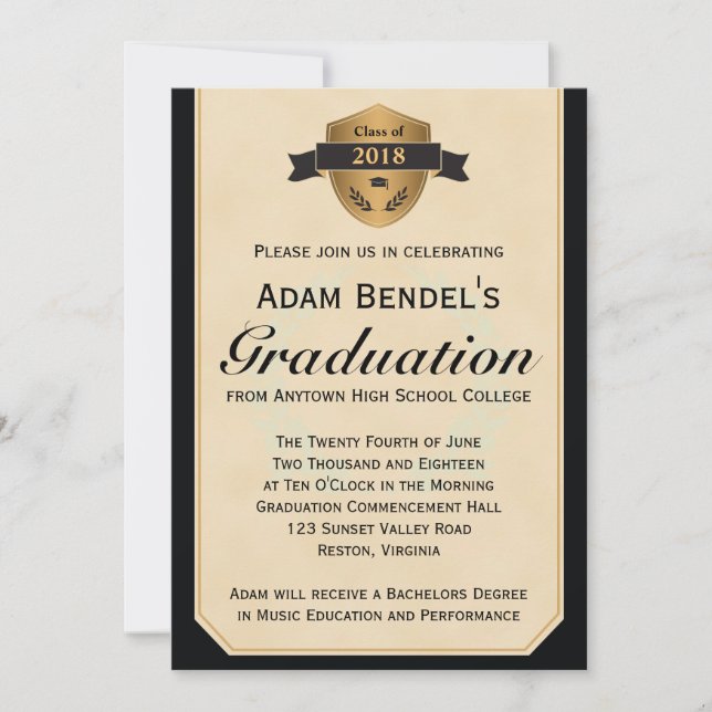 Formal Faux Parchment Graduation Announcements (Front)