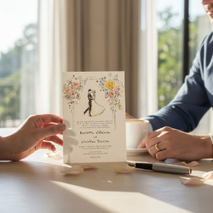 Formal Floral Arch Couple Watercolor Wedding 