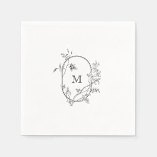 Formal Floral Crest Monogram Wedding Napkin