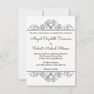 Formal Floral Flourish - 3x5 Wedding Invitation
