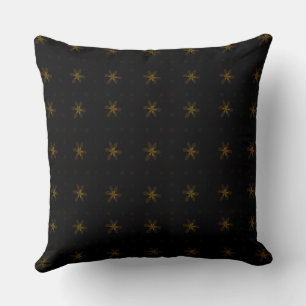 Formal Floral Square Conundrum Black Brown Throw Pillow