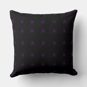 Formal Floral Square Conundrum Black Purple Throw Pillow