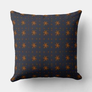 Formal Floral Square Conundrum Navy Salted Caramel Throw Pillow