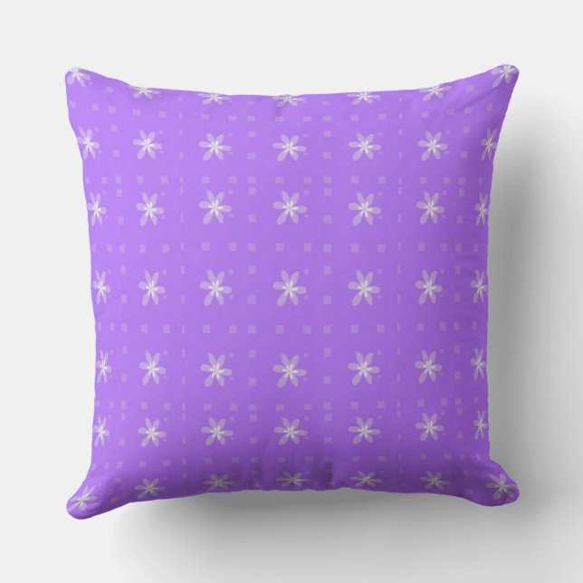 Formal Floral Square Conundrum Purple  Throw Pillow (Back)