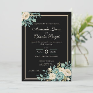 Formal Floral Wedding Invitation