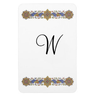 Formal Floral with Gold Custom Monogram Magnet