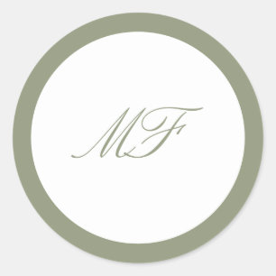 Formal Framed Classic Monogram Sage Green Wedding Classic Round Sticker