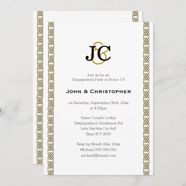 Formal gay wedding chic celtic classy Personalize Invitation (Front/Back)
