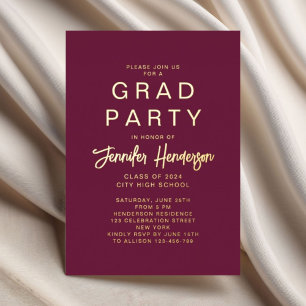 Formal Gold Burgundy Graduation Party
