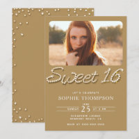 Formal Gold Chic Classy Rhinestones Sweet 16 Photo