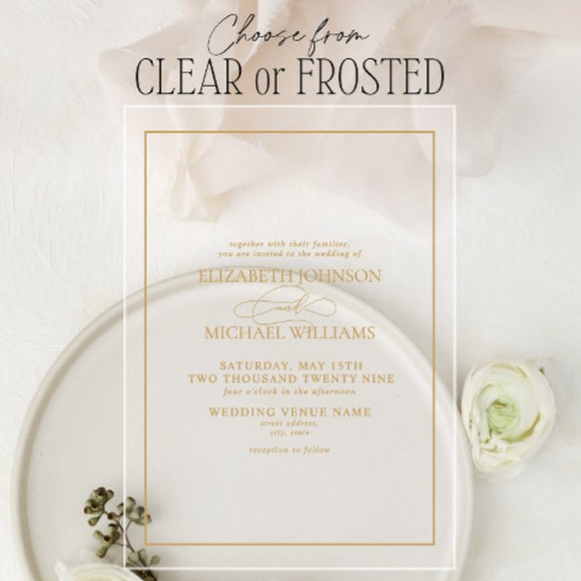 Formal Gold Classic Script Wedding Acrylic Invitations (Creator Uploaded)
