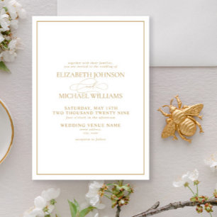 Formal Gold Classic Script Wedding Invitation