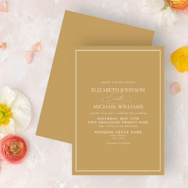 Formal Gold Classic Script Wedding Invitation (Creator Uploaded)