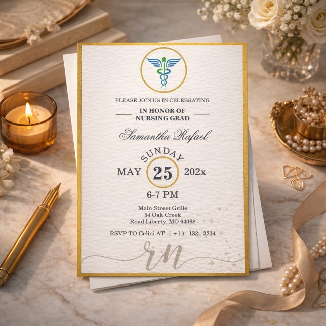 Formal Gold Frame Nursing Graduate Class of 202 Invitation (Formal Gold Frame Nursing Graduate Class of 202 Invitation)