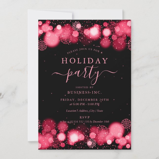 Formal Gold Glam Corporate Holiday Party Red  Invitation (Front)