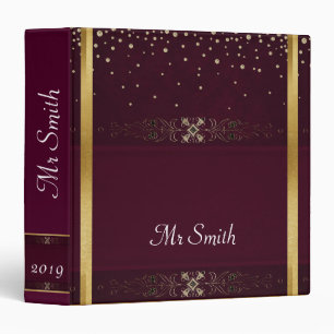 Formal Gold on Purple Background Binder