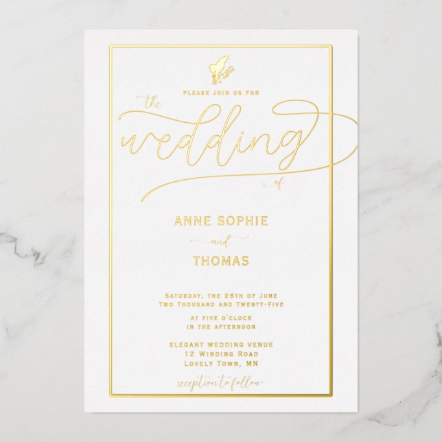 Formal Gold Spring Lily of Valley Floral Wedding (Front)