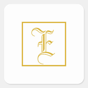 Formal Gold White Monogram Square Sticker