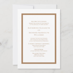 Formal Gold & White Wedding Invitation 