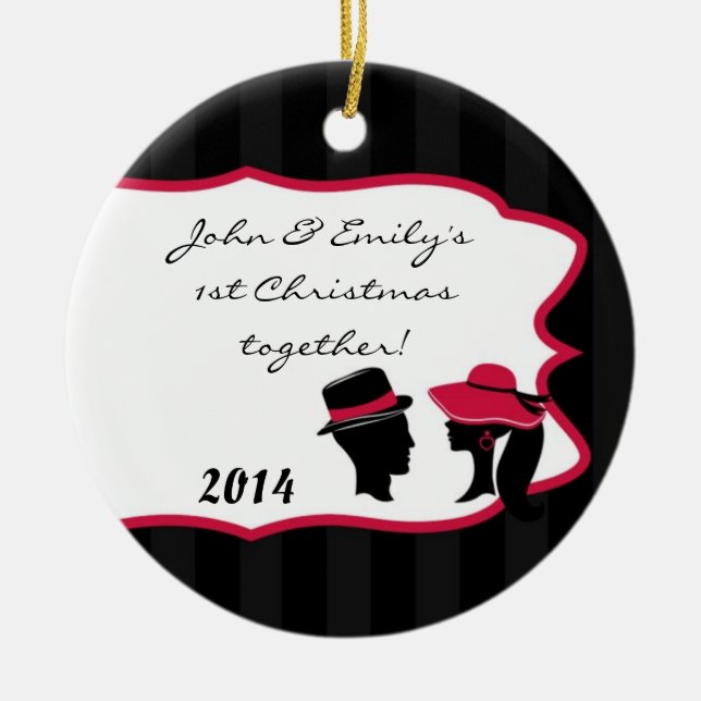 Formal Hats Retro Personalized Name Ornament (Front)