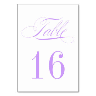 Formal Lavender Purple and White Table Number Card