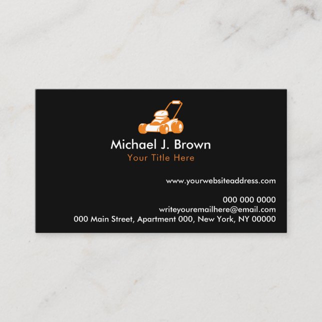 Formal Lawnmower landscape gardening Business Card (Front)