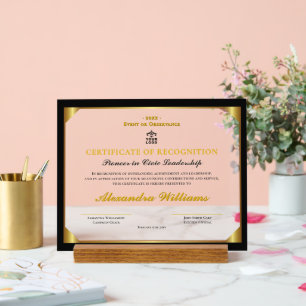 Formal Leadership Heritage Gold Award Certificate Acrylic Sign