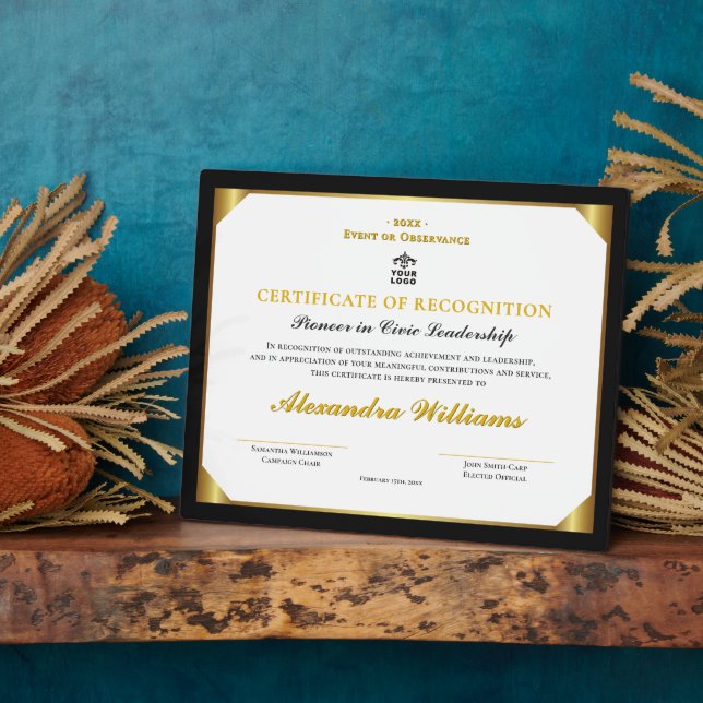 Formal Leadership Heritage Gold Award Certificate Plaque (Side)