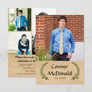 Formal Leaf - 3x5 Graduation Announcement