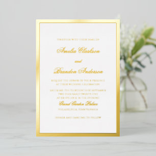 Formal Luxurious Gold Border Script Wedding