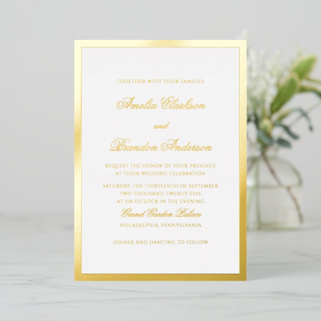 Formal Luxurious Gold Border Script Wedding (Standing Front)