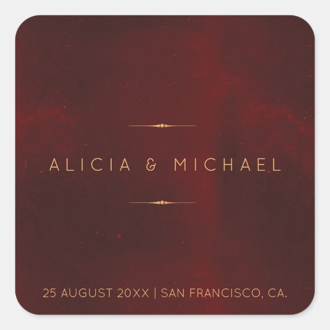 Formal luxury burgundy velvet gold wedding seal (Front)