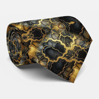 Formal Luxury Neck Tie | Marble Black & Gold
