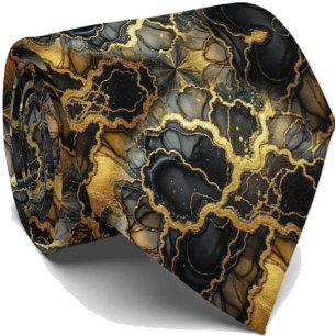 Formal Luxury Neck Tie Marble Black & Gold